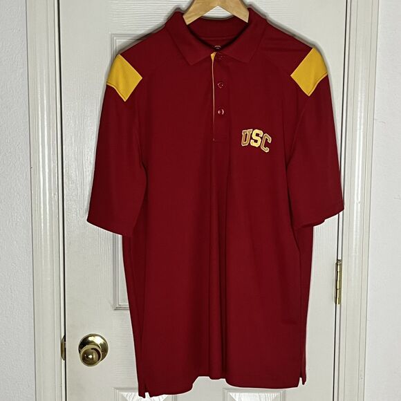 USC Trojans Polo Shirt Men’s Large Red Yellow NCAA Logo Sports Short Sleeve - Picture 2 of 4